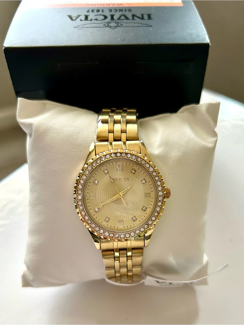Invicta Women's Watch Wildflower Quartz Beige Dial Crystal Bezel YellowGold 6923